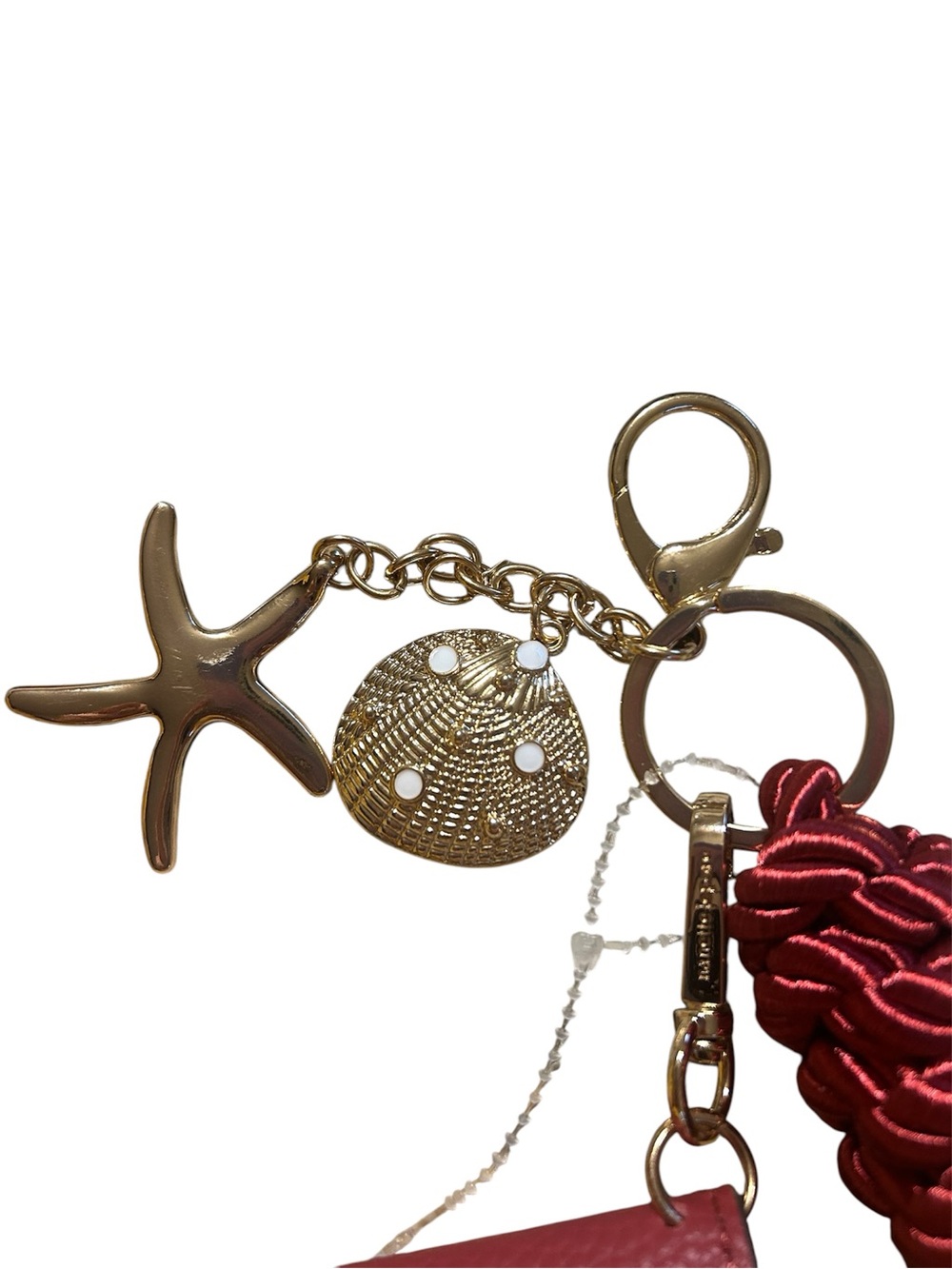 Nanette Lepore Red Pebbled Faux Leather Card Pouch with Keychain & Charms - Picture 4 of 8